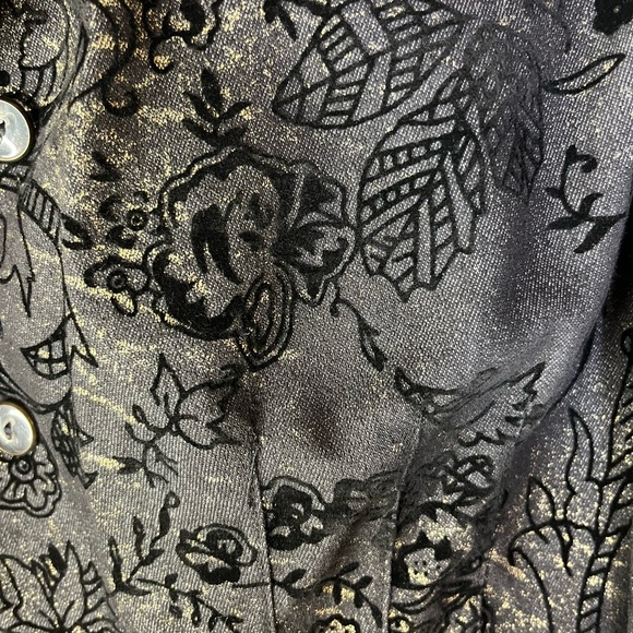 View Collection NY Blazer Vintage Y2K Black Velvet Gold Jacket Women’s Sz 8 - Picture 12 of 13